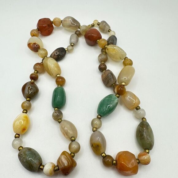 24" vintage, polished, tumbled agate stone necklace! - Picture 5 of 12